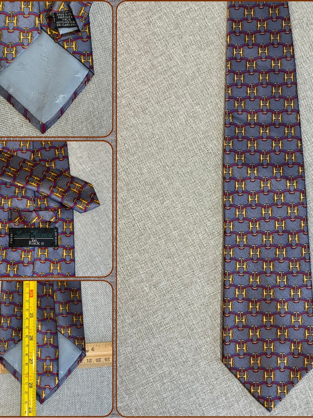 Luca Franzini Italy Silk Horsebit Equestrian Geometric Tie